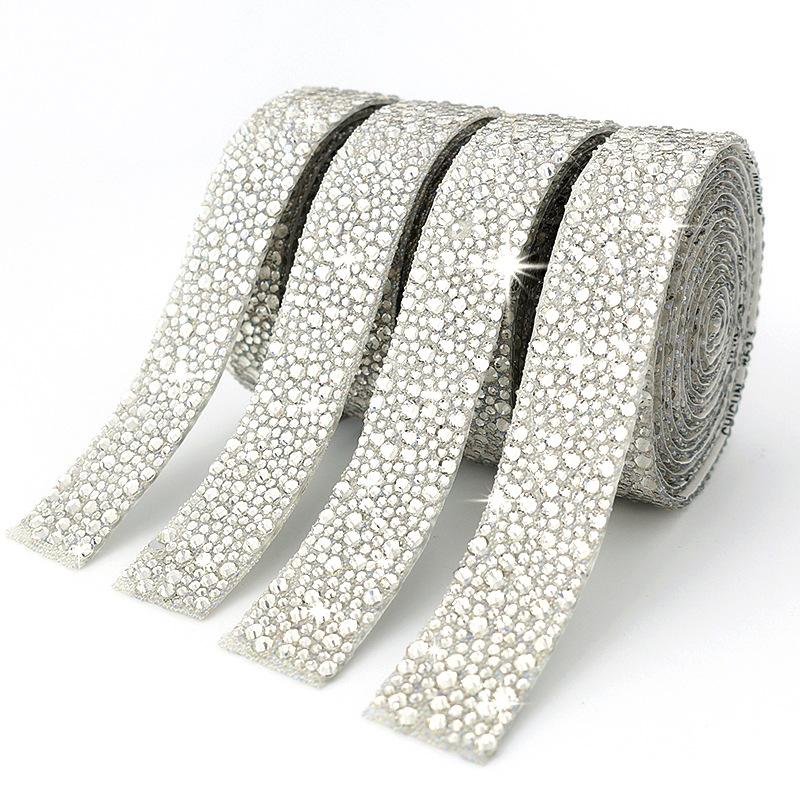 10Yard Rhinestone Ribbons Silver Sparkling Crystal Diamond Roll Self Adhesive DIY Arts Crafts Wedding Party Gift Decoration Wrap