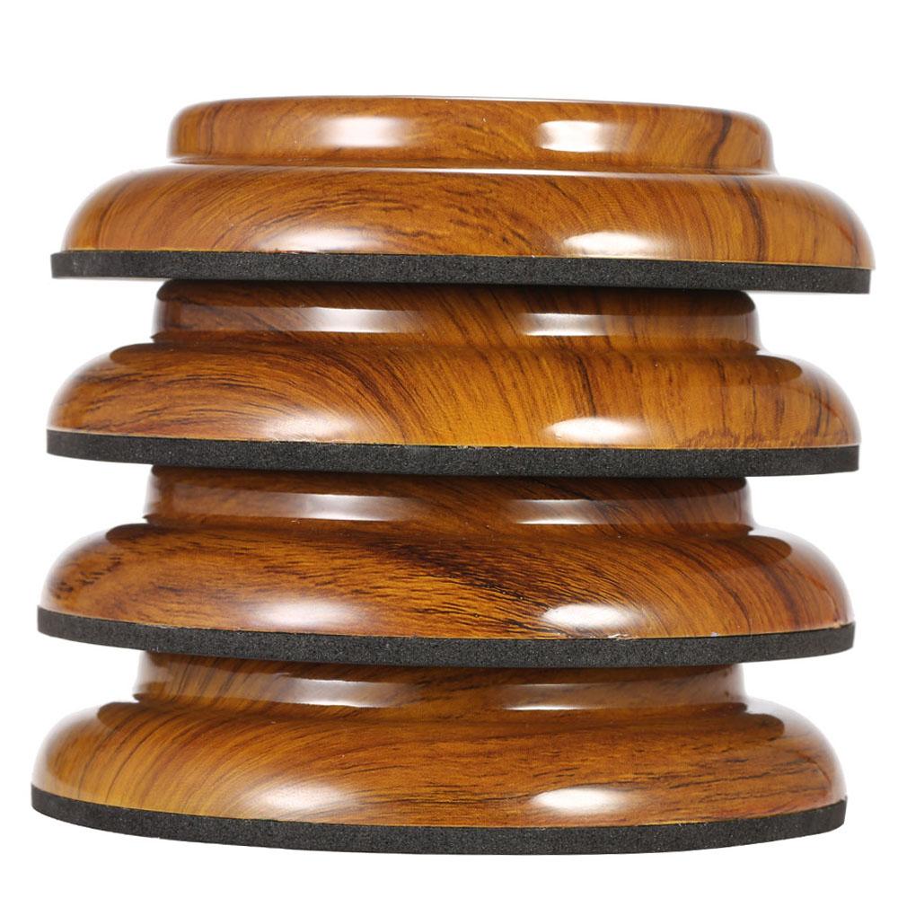 4pcs set Double Round Acrylic Upright Piano Caster Cups w  Rose Wood Pattern & EVA Anti slip Mat