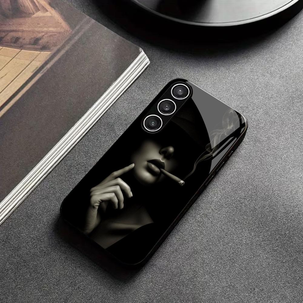 Female Glamour Charm Man PhoneCase Glass PhoneCase for Samsung Galaxy S26 S25 S24 S23 S22 S21 FE,Ultra,Plus Dropresistant