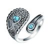 Adjustable Branch Flower Double Turquoise Ladies Ring - Versatile and Stylish Accessory