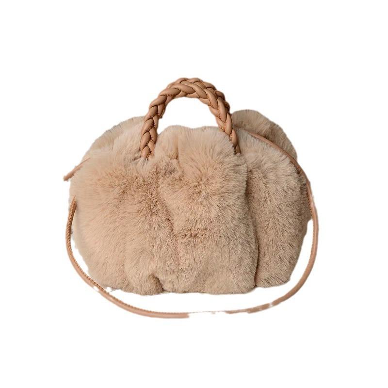 Multi Functional Furry Shoulder Bag Fashionable Women Bucket Handbag Soft Plush Crossbody Bags Fashion Fur Cloud Bags