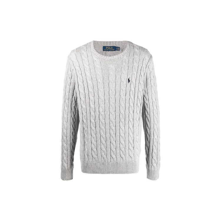 

Polo Ralph Lauren Однотонный свитер с логотипом, крупной кабельной вязки, с круглым вырезом, мужской свитер, серый 710775885002 XL