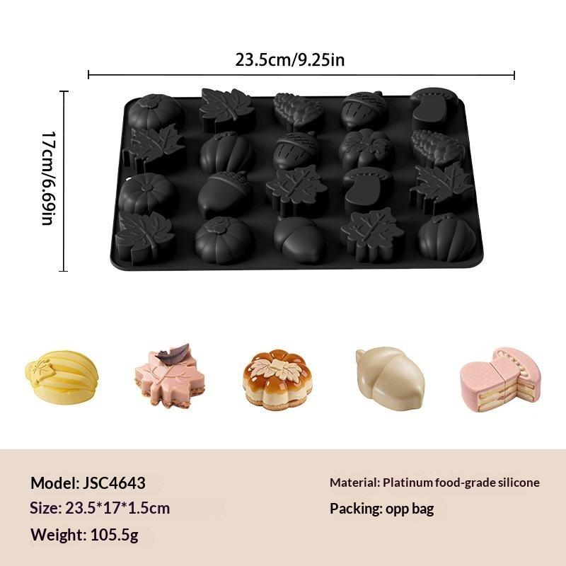 Stampo in Silicone per Dolci Autunnali Antiaderente 6 Cavità Forme Zucca Foglia Ghianda Perfetto per Dolci del Ringraziamento Cottura Fai da Te Preparazione Pasticceria