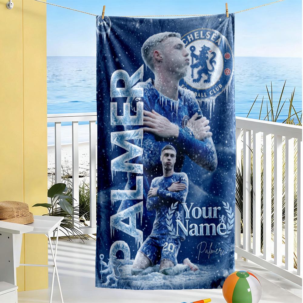 Chelsea Fc Football Player Customize Text Beach Towel Soft Durable Quick-Dry Perfect for Traveling Yoga Camping and Swimming