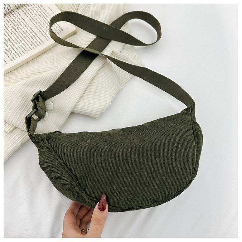 Japanese Single Dumpling Bag Corduroy Autumn and Winter New Women's Shoulder Bag Men's Satchel Underarm Bag Lightweight