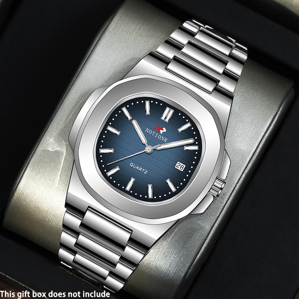 

Роскошные деловые кварцевые часы Стильные мужские наручные часы из нержавеющей стали Мужские подарки
