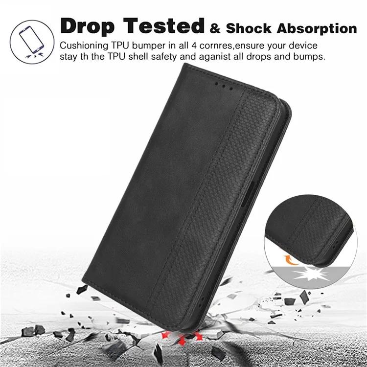 For Honor Magic5 Pro 5G PU Leather Wallet Retro Phone Case Magnetic Absorption Flip Stand Cover