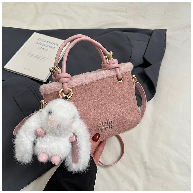 Frosted Plush Small Square Bag Women's 2025 New Fashion Texture Plush Bag Foreign Style Simple Commuting Portable Messenger Bag