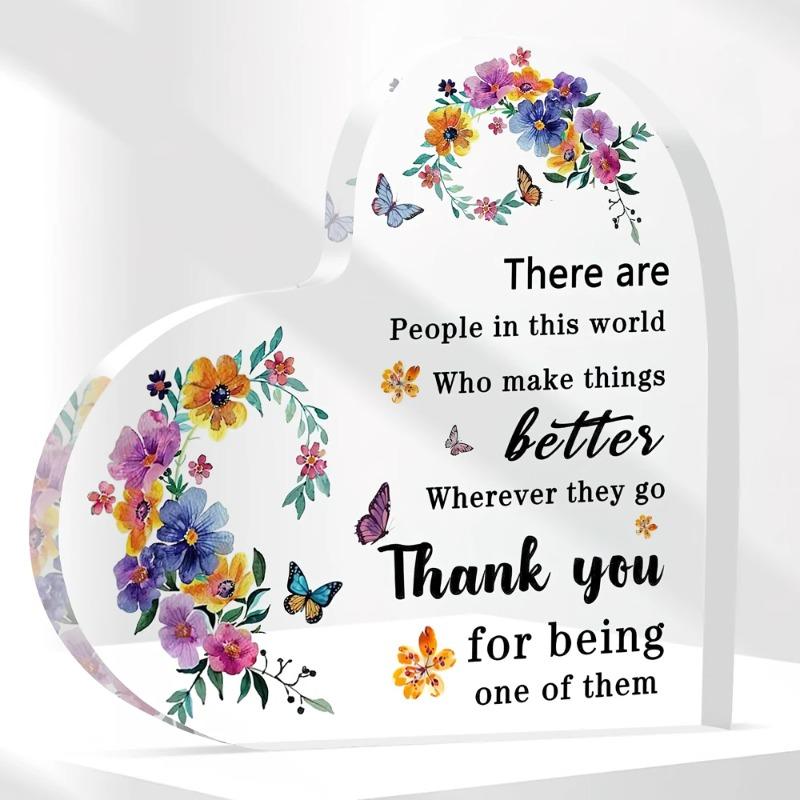 

2D Flat Thank You Gifts Acrylic Desktop Decoration Plaque, Home Decor Plaque Hanging Wall Art Decorative Garden Decoration for Room Door Signs Hanging 10*10CM