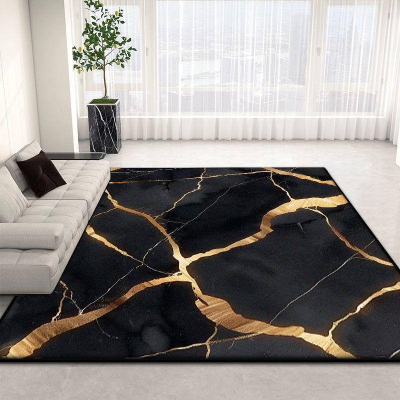 Nordický luxusní domácí koberec do obývacího pokoje Pratelný Černobílý Mramorový Koberec pod Pohovku do Ložnice Dekorace Obývací Pokoj Protiskluzová Podlahová Rohož