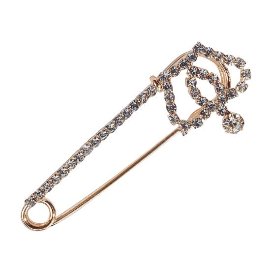 Safety Pin Brooch for Women Rhinestone Decorative Shawl Sweater Clip Alloy Safety Pins for Dress Shirt Cardigan