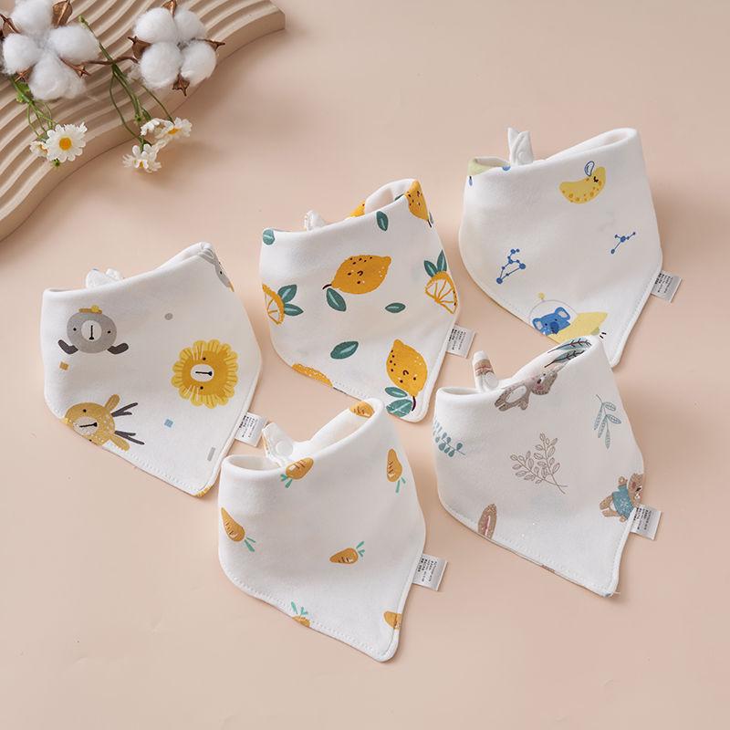 Newborn Pure Cotton Snap Bib - Double Layer Triangle Scarf for Babies