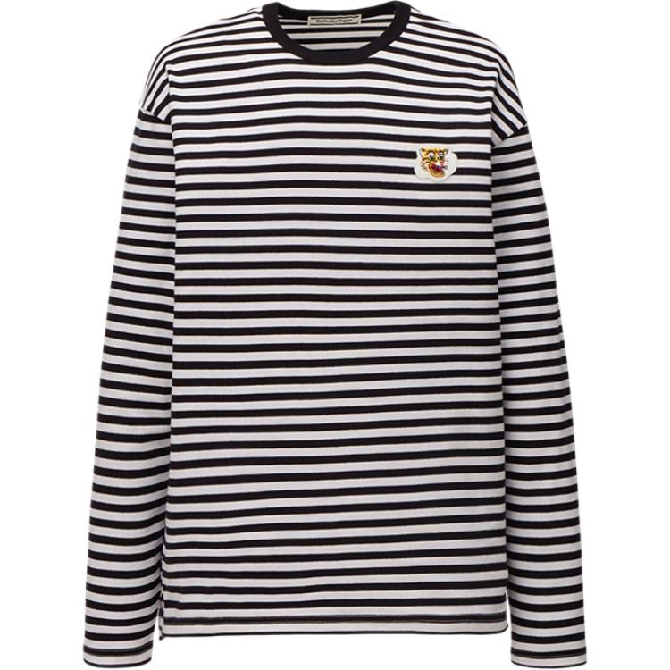 

Onitsuka Tiger Striped Logo Patch Crew Neck Long Sleeve Sweatshirt Unisex sweatshirt Black 2183B432-001 XS