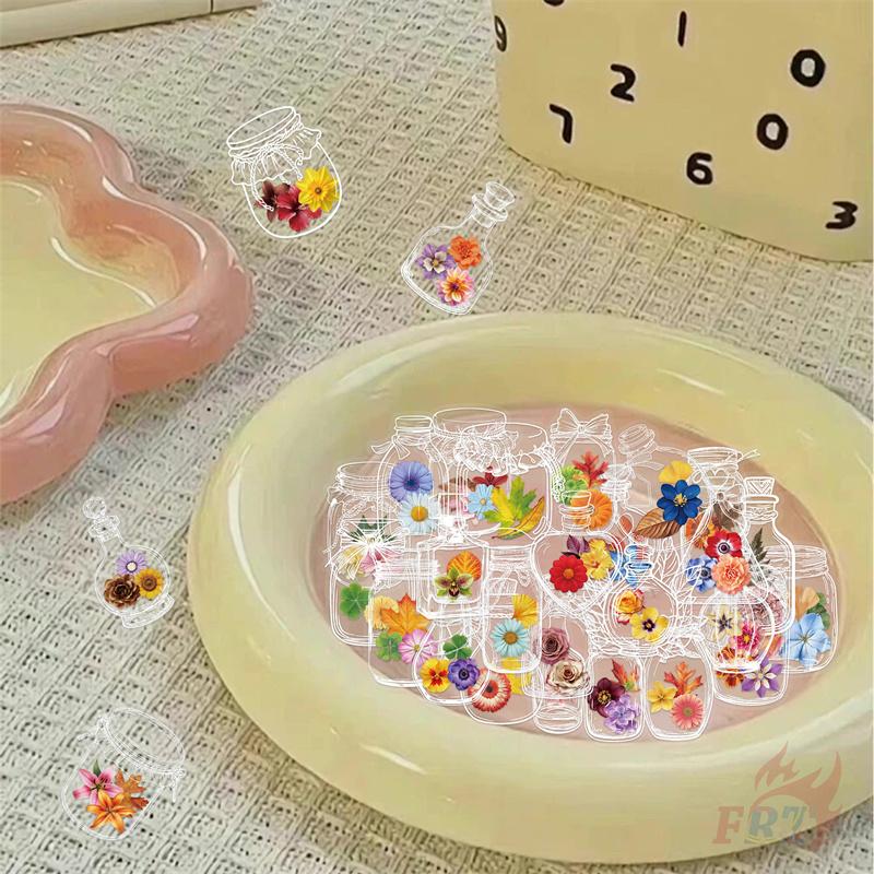 50Pcs/Set Ins Bottle Flowers PET Stickers Waterproof DIY Fashion Doodle Decals Stickers