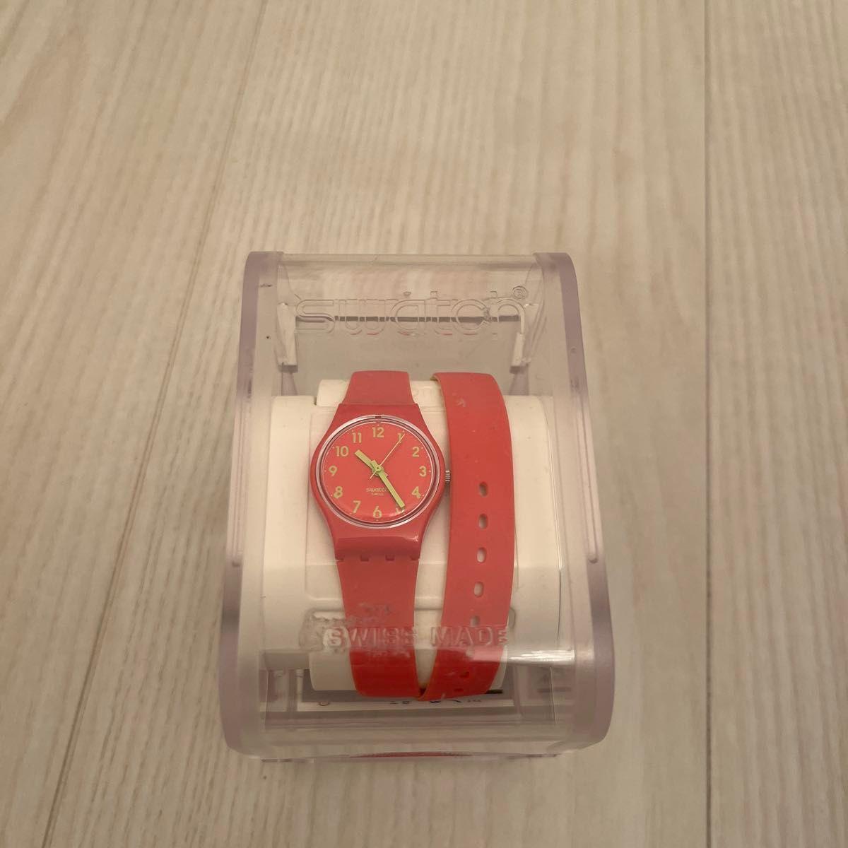 Used swatch pink watch wristwatch analog