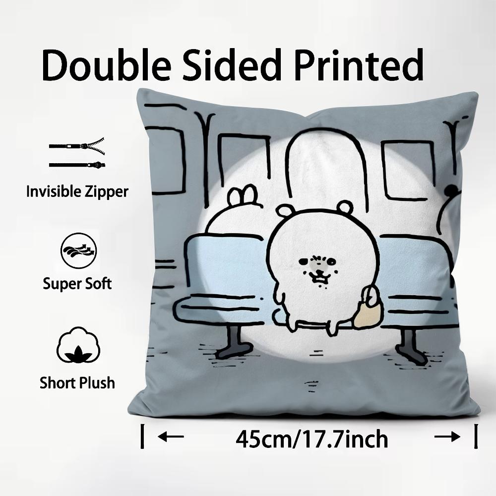 J-Jokes Bearr Cartoon Cushion Cover Plush Fabric Soft Double-Sided Printed Sofa Warm Winter Home Child Gift Pillow Case