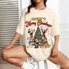 Maglietta di Natale Disney Donna 2026 Nuova Casual Cotone Maniche Corte T-shirt Vintage Cartone Animato Mickey Minnie Mouse Stampa Grafica Top