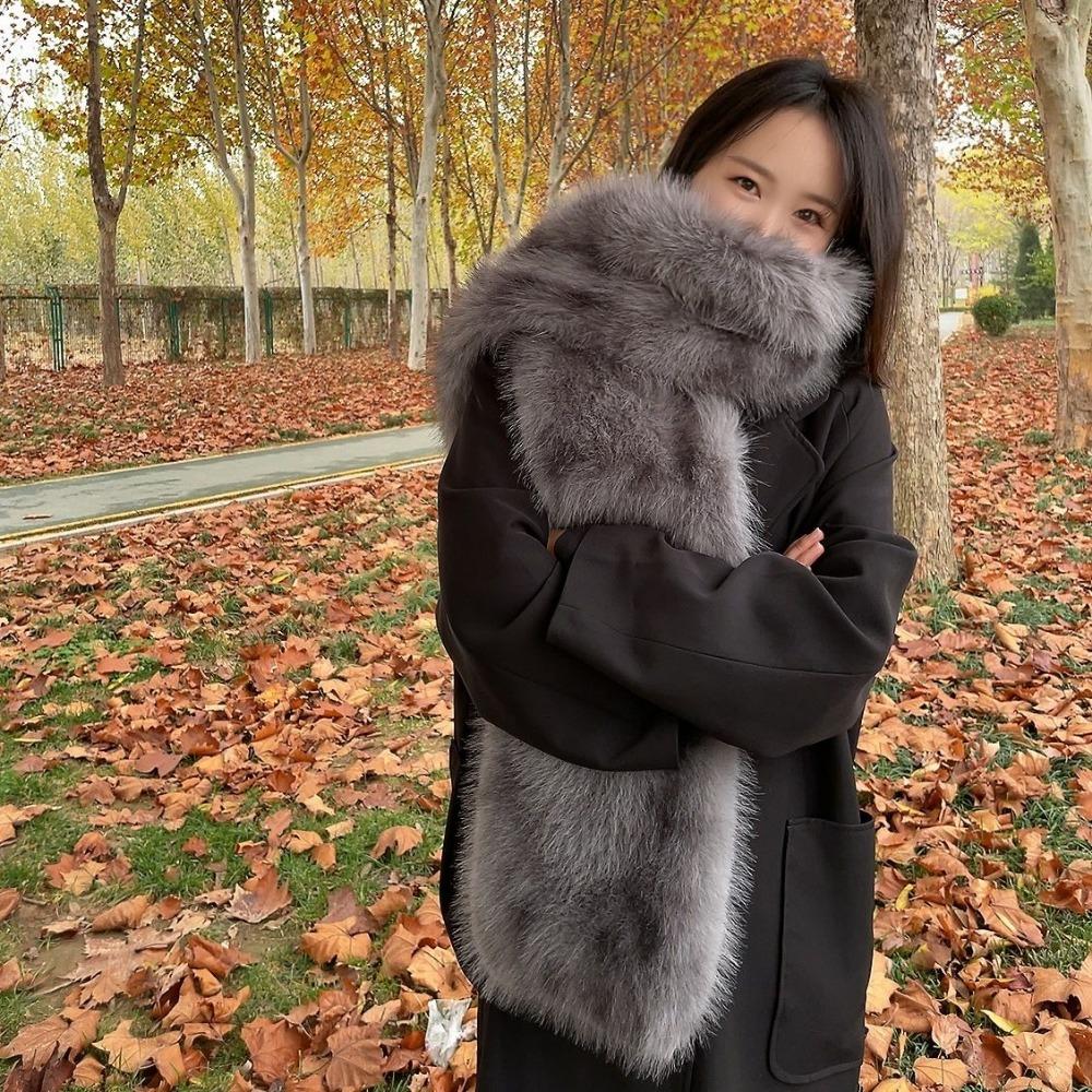 Ny Vinter Retro High-end Atmosfære Imitert Revepels Pels Pels Skjerf Dame Vinter Tykt Varmt Skjerf