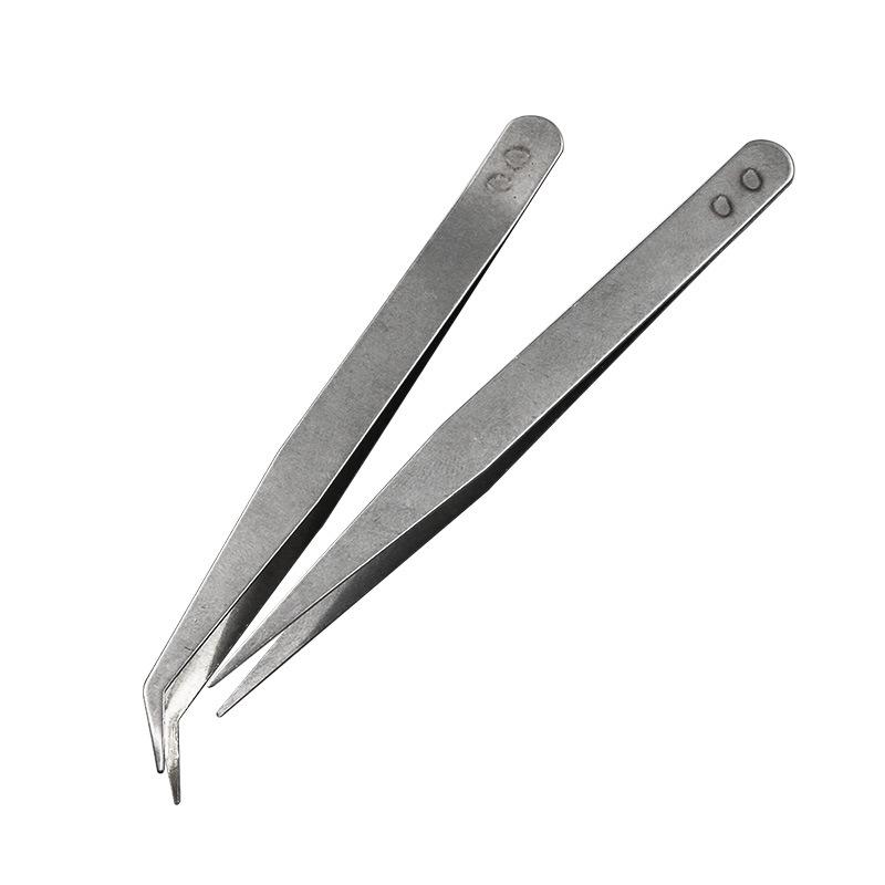Stainless Steel Precision Tweezers Set - Elbow & Straight for DIY and Repairs