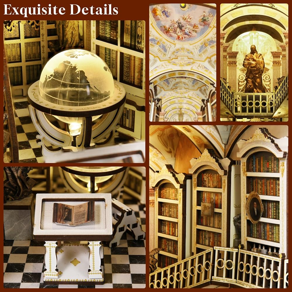 MiniCity DIY Book Nook Kit 3D Miniature House with LED Decoration Wood Craft Bookend for Teens and Adults