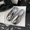 Mode Zwei Tragevarianten Silber Zehentrenner Schweinsfußschuhe Flacher Boden Vielseitig Runde Zehen