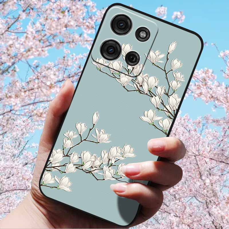 For Motorola Moto G15 4G/ G15 Power/G75 5G 3D Relief Flower Emboss Soft Silicone Cases Back Cover with 3D Flower Patter for G15