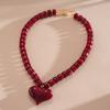 Acrylic Acrylic Love Heart Necklace Round Bead Sweater Chain Women Clavicle Necklace  Vacation