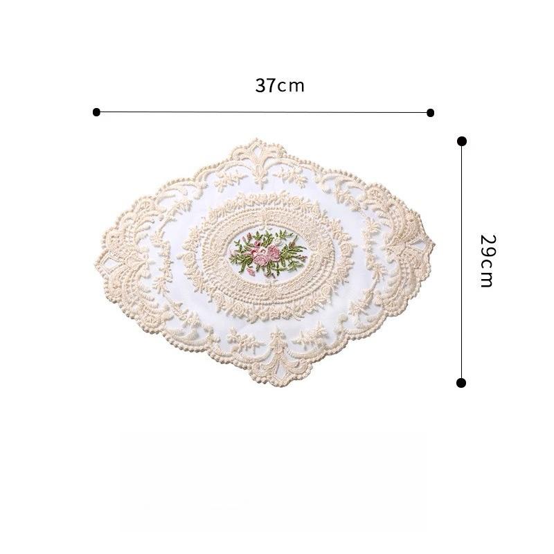 Sticktischmatte Französische Spitze Platzset Ländlicher Stickerei-Untersetzer Ins-Windscheiben-Matte Pendel-Requisiten Retro Dekorative Handtuch