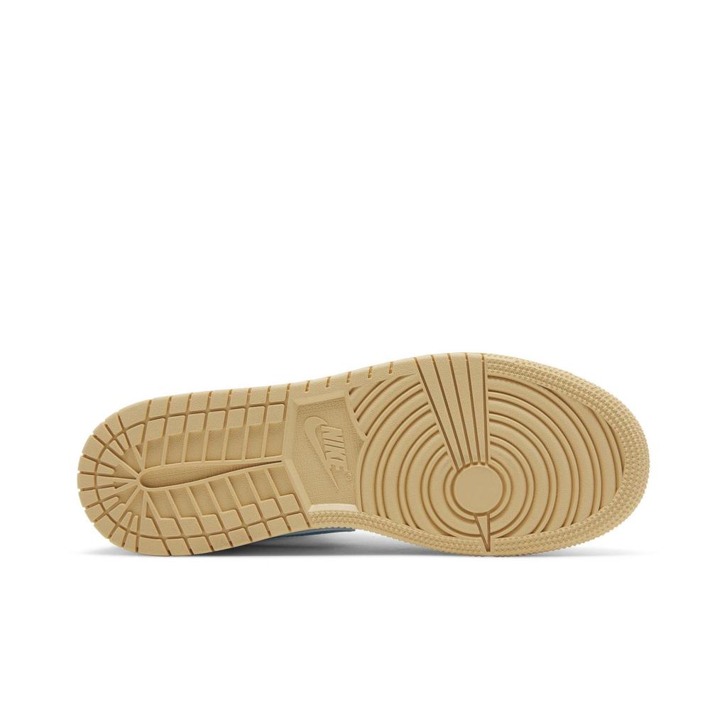 Air Jordan 1 Mid Grade School 'Aquatone' (Unisex) Scarpe da Basket per Bambini Aquatone / Bianco / Oro Celeste DQ8423 400