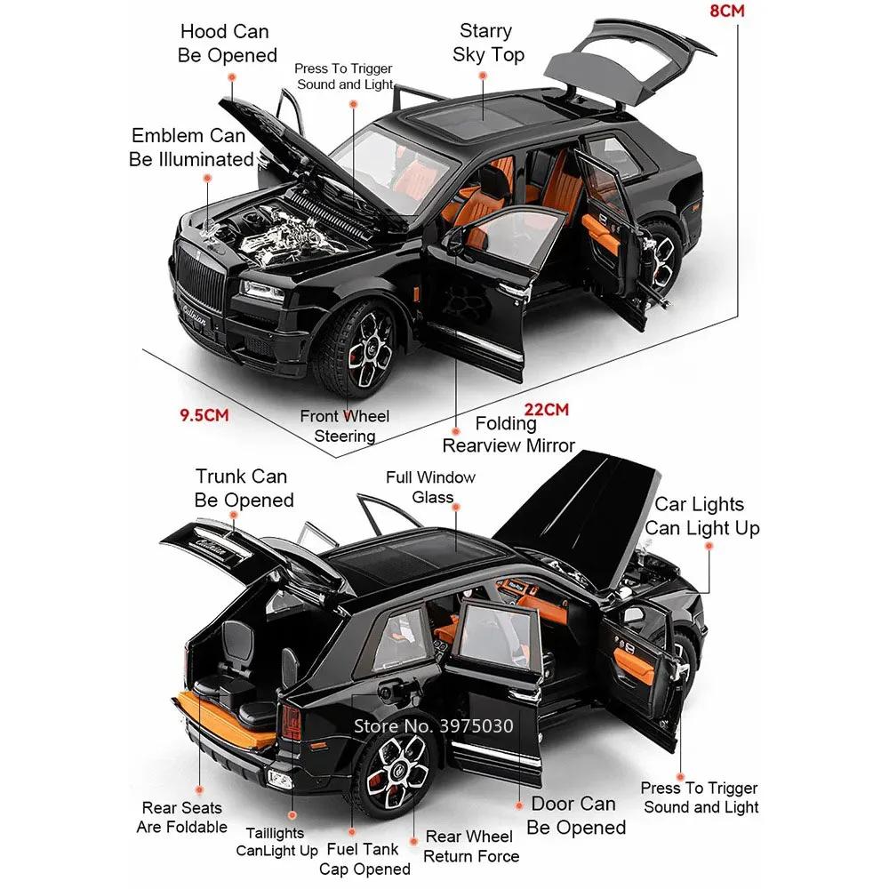 1:20 AE86 Rolls Royce Cullinan Model Cars Alloy Toy Wheel Steering Vehicle Light Music Pull Back Miniature Car Child Adult Gifts