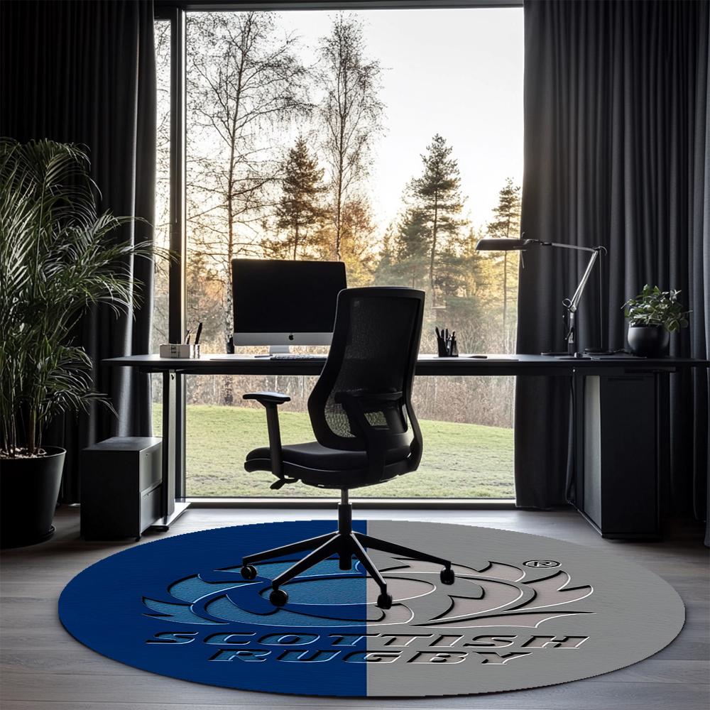 Scotland Rugby Printed Round Rug Carpet Chair Rug Area Rug Entryway Doormats,for Office Chair Living Room Bedroom Kitchen Room.