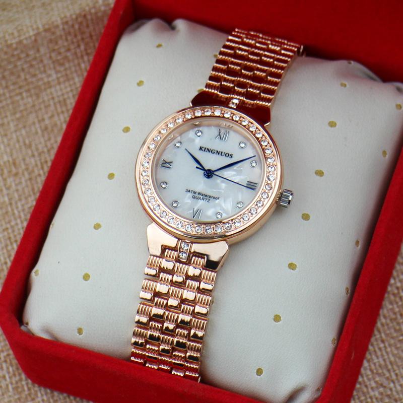 

KINGNUOS Высококачественные модные женские часы с бриллиантами, водонепроницаемые часы с твердым ремешком