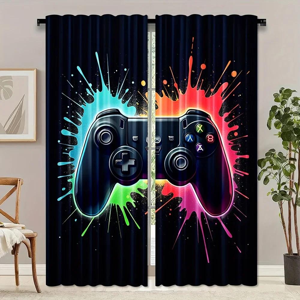 Modern Game Controller Design Printed Curtains Pole Bag Home Decoration Room Made Of Polyester