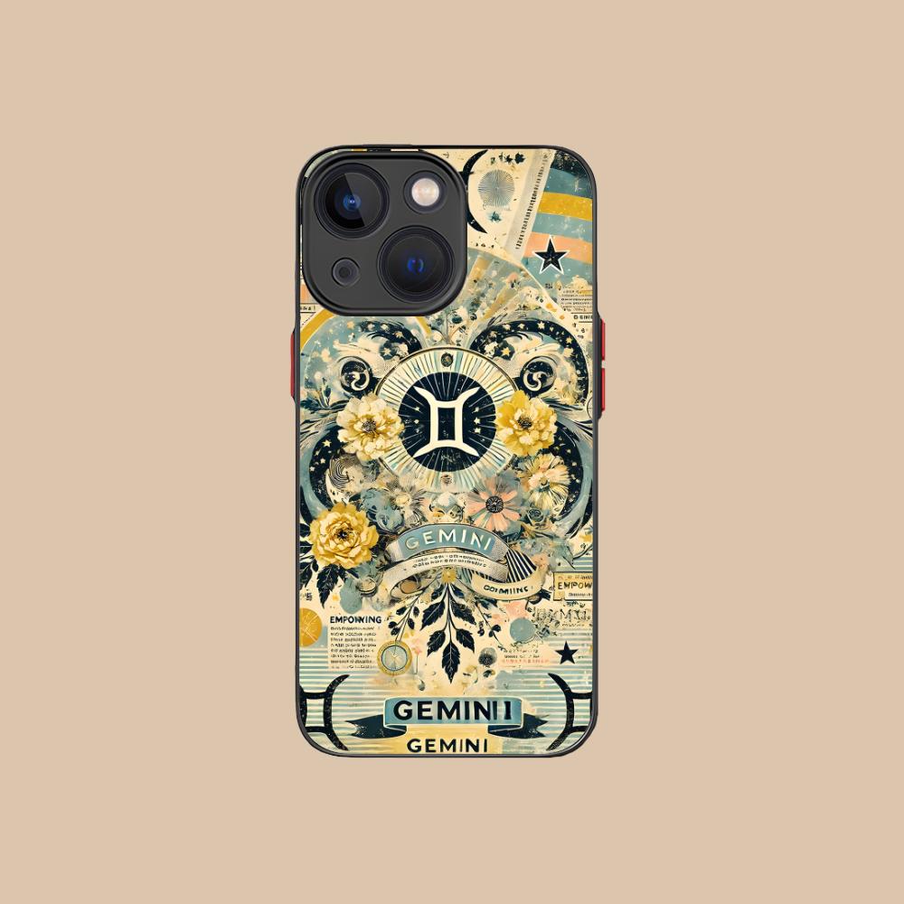 Zodiac Sign Gemini Phone Case for iPhone 17 16 15 14 13 12 11 X XR XS Air Pro Max Plus Mini Skin Feel Cover