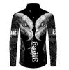 1116 New European and American New Products 1D Printing National Flag Eagle Lapel Men's Long-sleeved Shirt