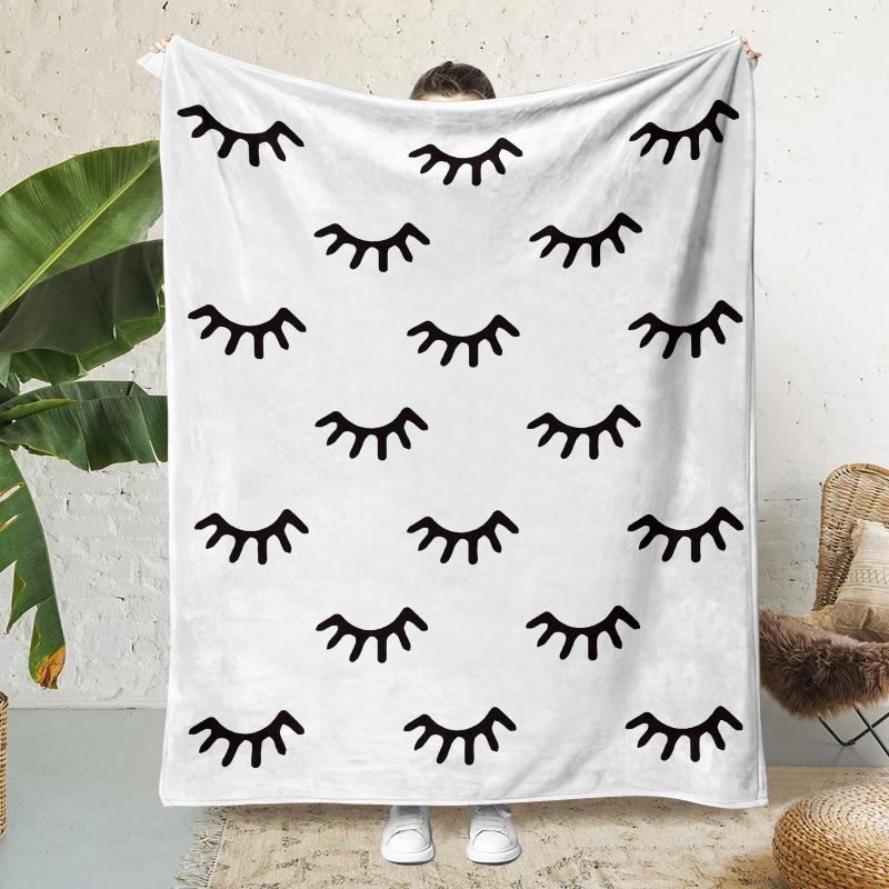 1pc Eyelash Flannel Air Conditioning Wool Blanket Digital Printed Blanket Sofa Cover Blanket Home Leisure
