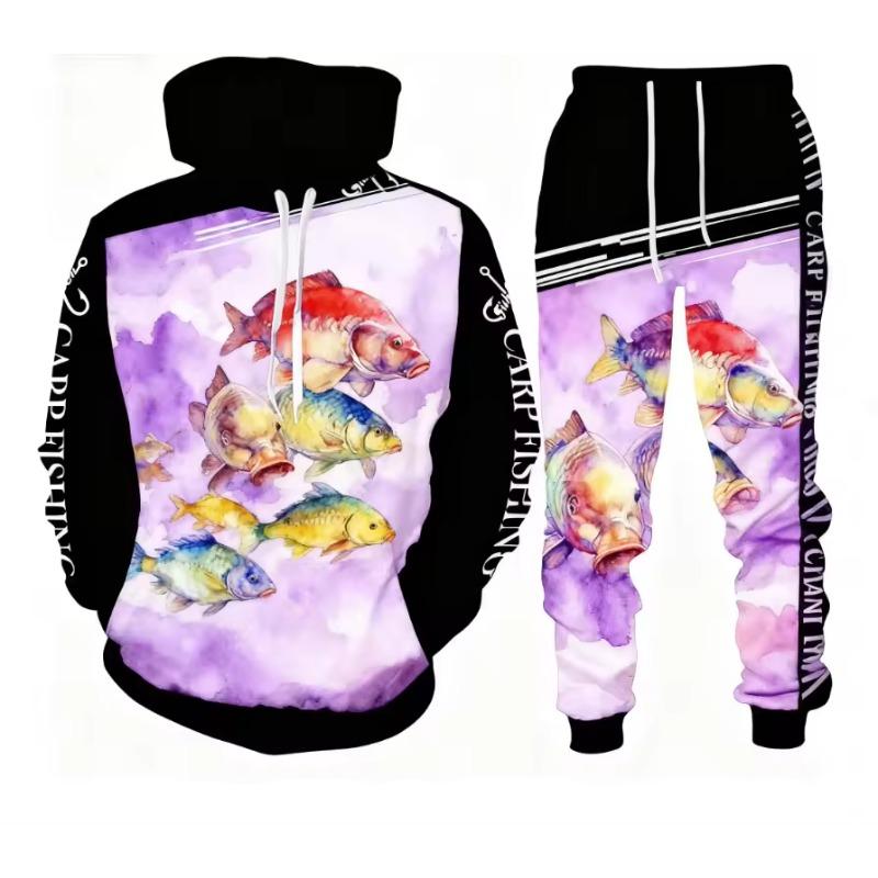 Convient aux Poissons Impression 3D Garçons Filles Sweat à Capuche Pantalon Ensembles 2 pièces Pêche Chasse Camping Vêtements pour Enfants Mode Enfant Vêtements de Sport d'Extérieur