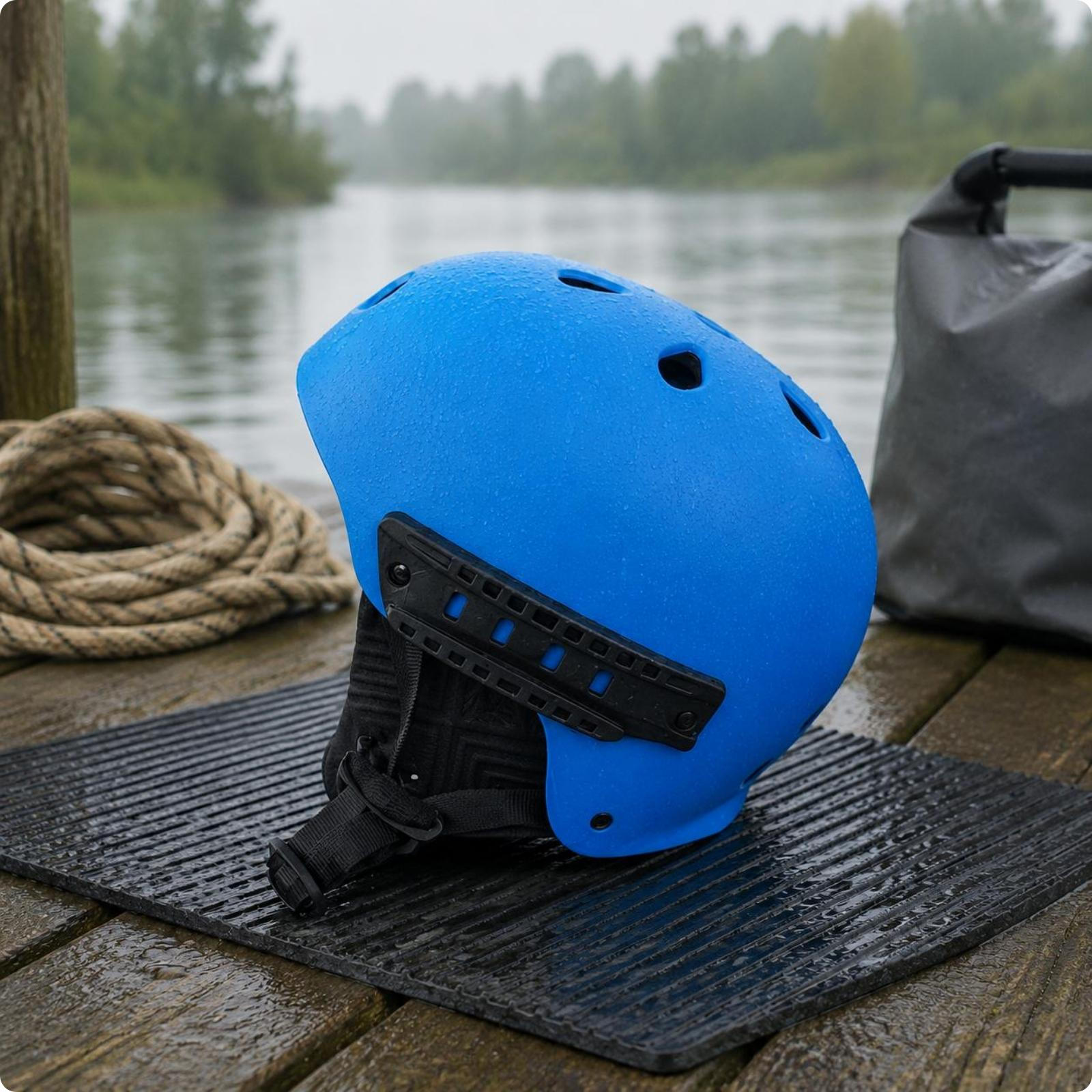 Sports Helmet Lightweight Hard Outer Layer Adjustable Chin Strap ImpactResistant Headgear Blue S