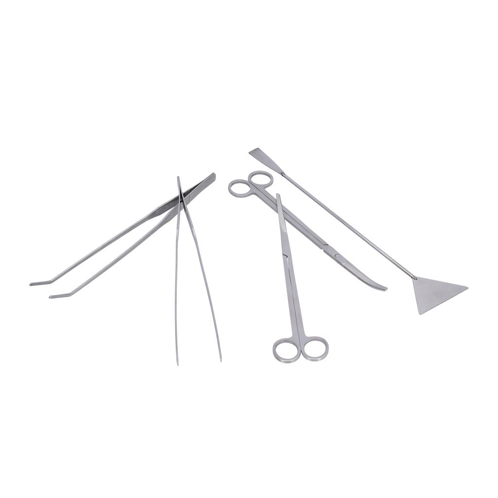 5‑In‑1 Aquarium Cleaning Tool Kit Straight Tweezers Curved Tweezers Straight Scissors Curved Scissors Scraper