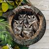 Retro Owl Family Tree Hole Wooden Sign - Rustic Decorative Plaque for Home & Office Decor - Ideal Window Hanging Ornament - Perfect for Room Decor