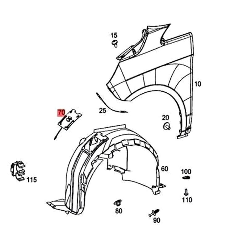 Easy To Install Lightweight Mud Flap Insert Wheel Arch Cover for W447 V250 Provide Reliable Mud and Dust Protection