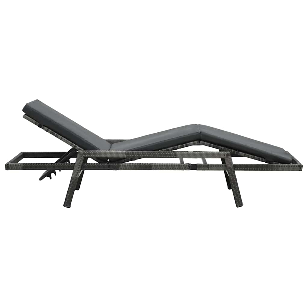 VidaXL Sonnenliege mit Auflage Poly Rattan Grau
