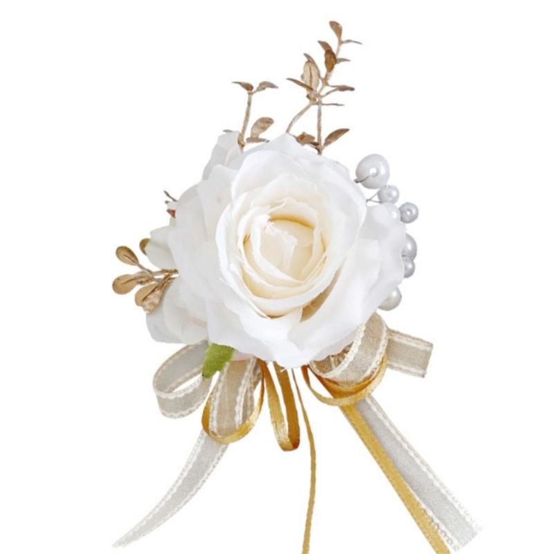 Pack of 6 Silk Rose Flower Brooch/Bracelets Elegant Bridal Jewelry Stylish Wedding Party Accessories for Bridesmaids