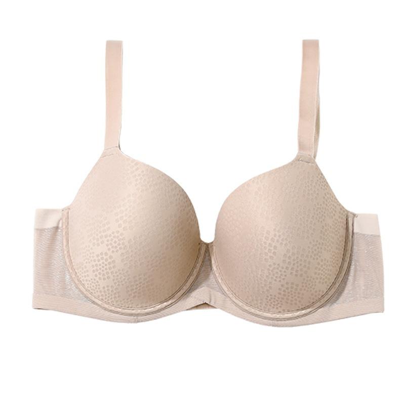 Large size underwear women's big breasts show small anti-sagging gathering breathable full cup 0 bra