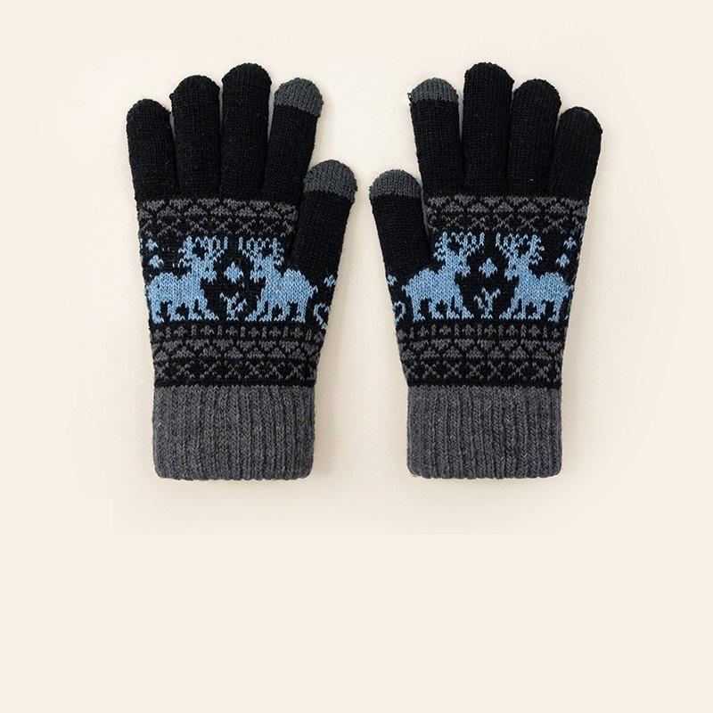 

Christmas Gloves Winter Boys Gloves Kids Warm Touchscreen Knitted Gloves Five-Finger Cycling Gloves Knit Student Gloves 7-10Y чорний