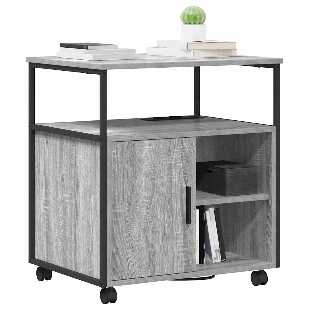Cabinet with Charging Station and Wheels Grey Sonoma 61 x 46 x 67 cm