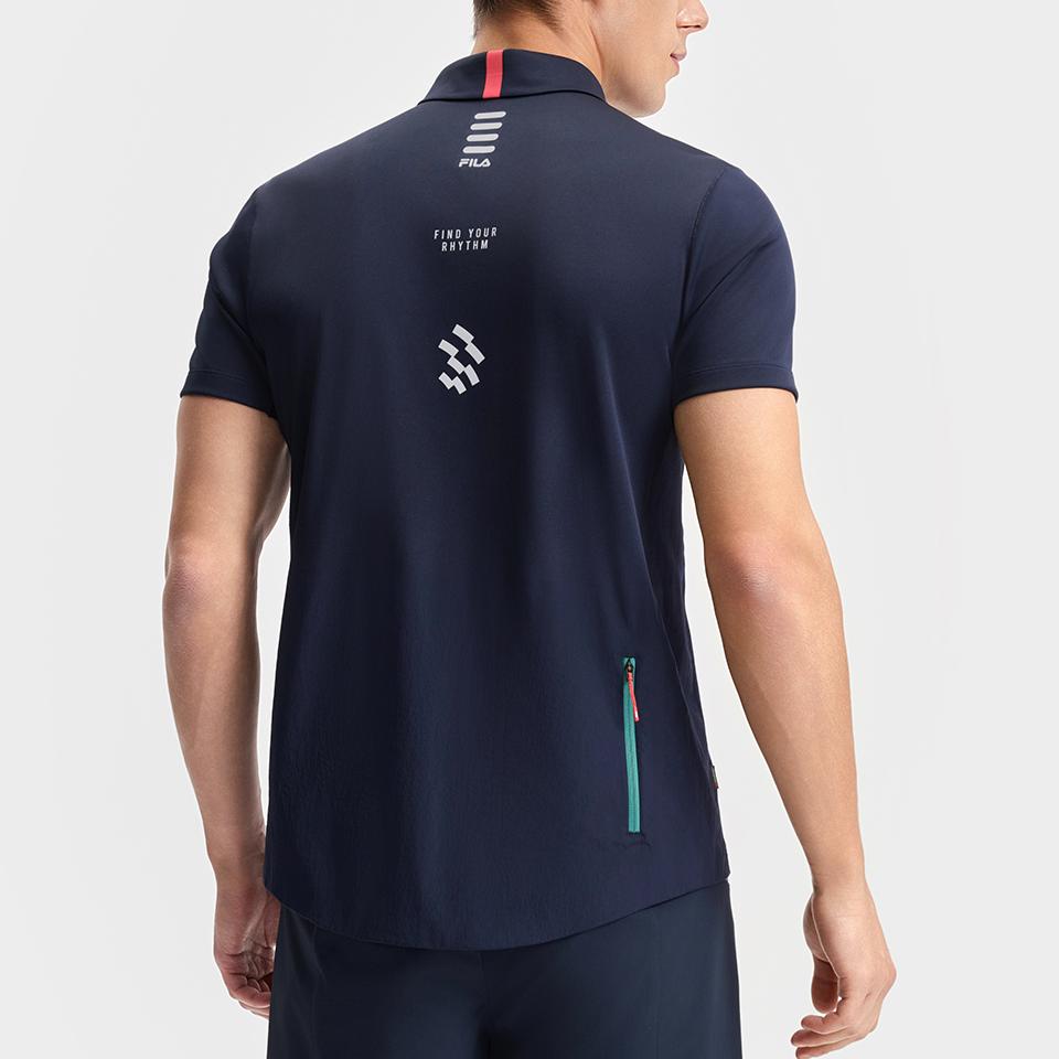 FILA Professional Sports Quick-Dry Pullover Short Sleeve Polo Shirt Men Polo Shirts Deep-Blue A11M528104F-NV
