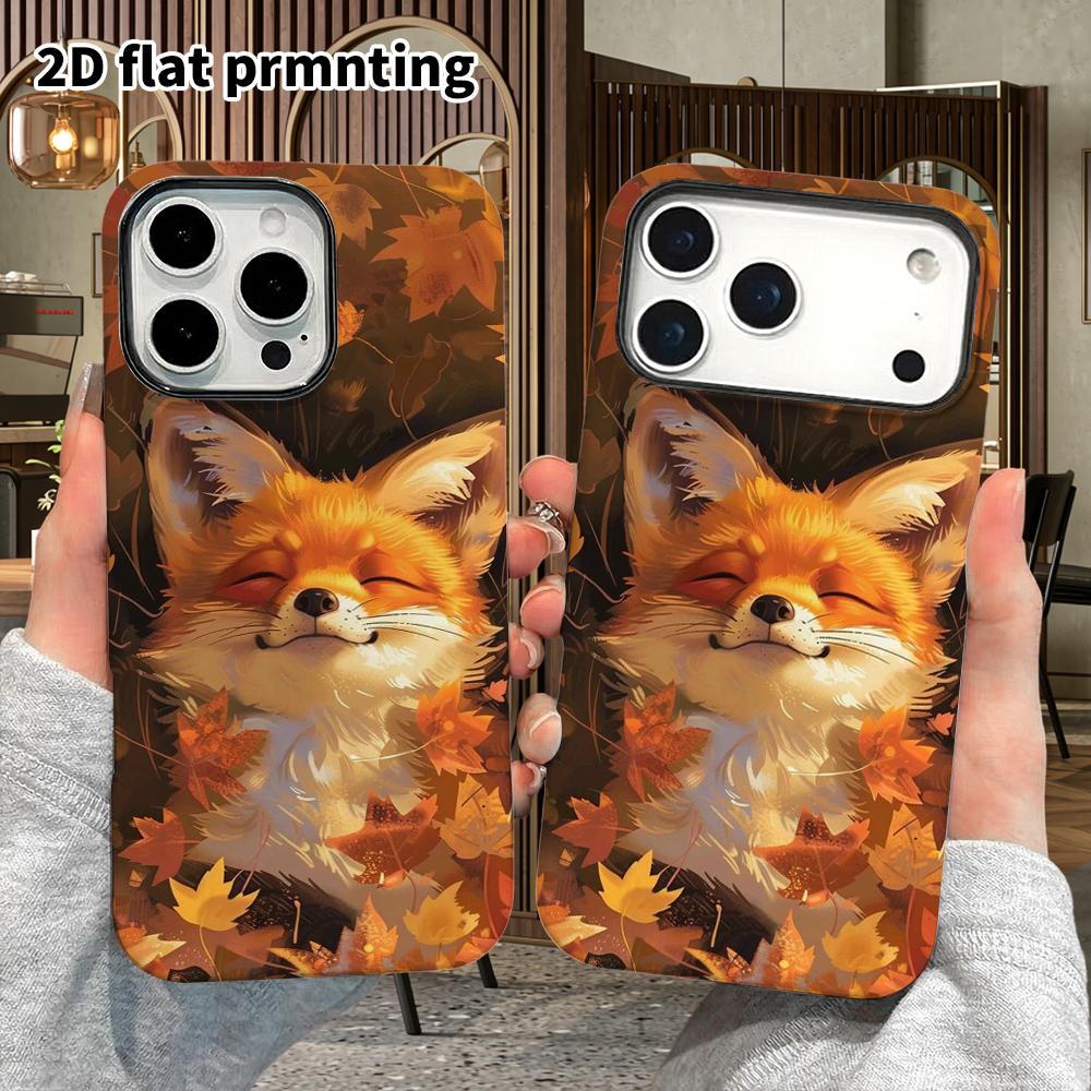 Phone Case: 2D Flat Design Suitable for iPhone 18 17 16 15 14 13 Pro Film Protective Case, Couple Style, Sleepy Little Fox, Christmas and Halloween Gi
