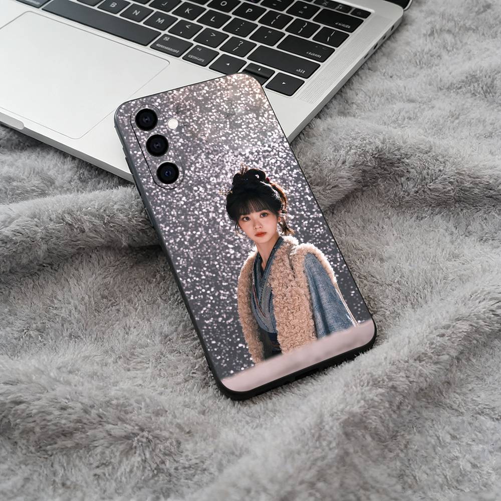 X-Xie Zheng&Fan Changyu Black Soft Silicone Phone Case for Samsung Galaxy A73, A71, A72, A70, A53, A52, A51