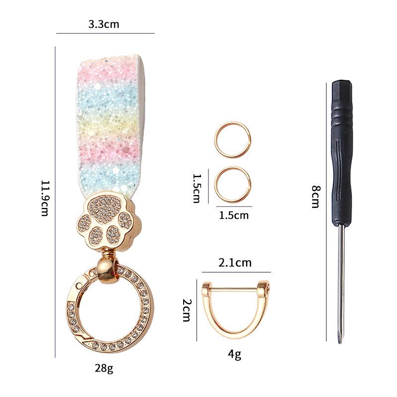 Light Luxury Diamond-encrusted Cat Claw Cartoon Car Keychain Pendant Creative French Women s Bag Keychain Accessories
